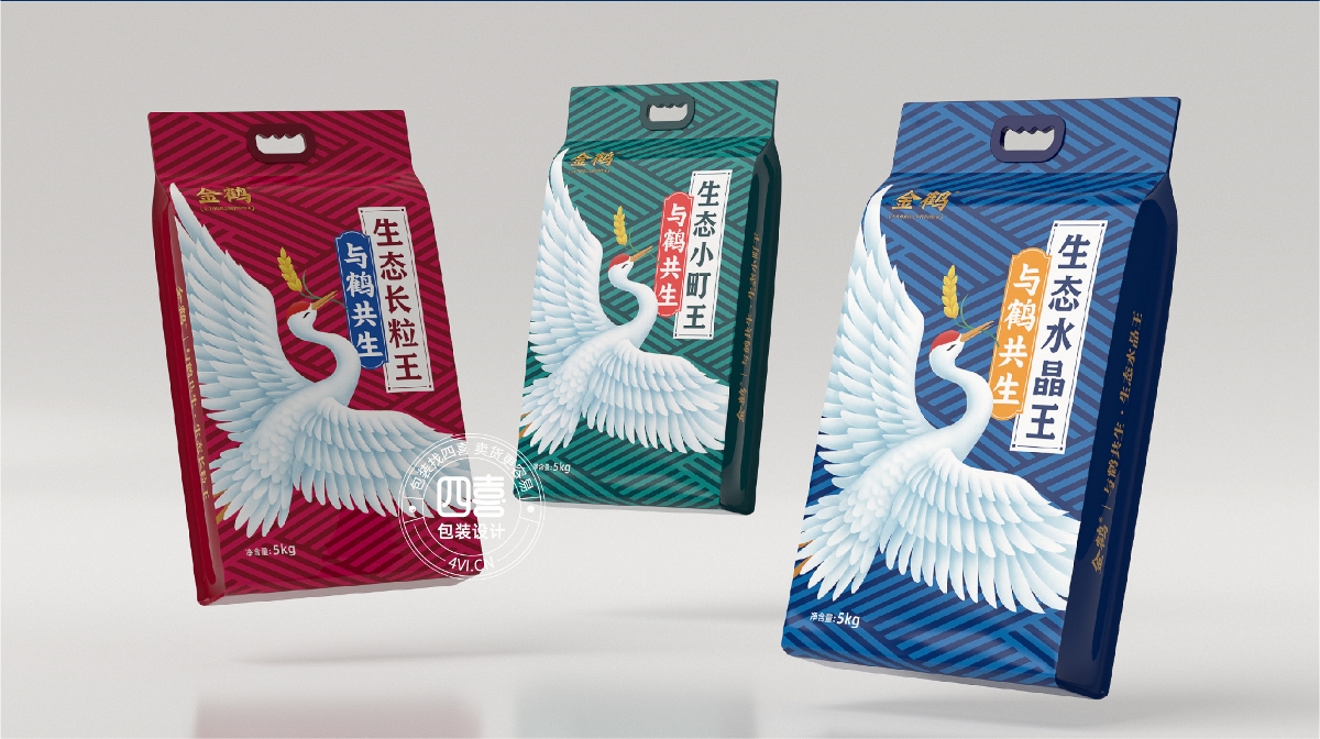 金鹤大米包装袋设计-四喜包装设计