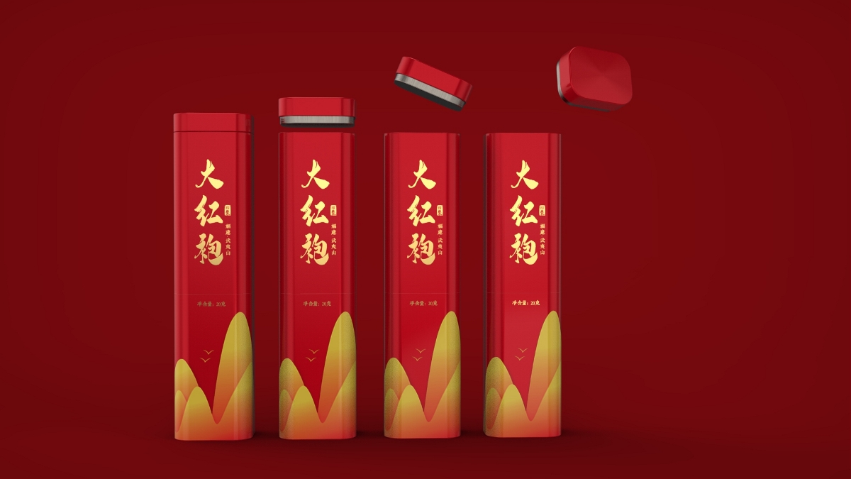 大紅袍茶葉罐包裝設(shè)計