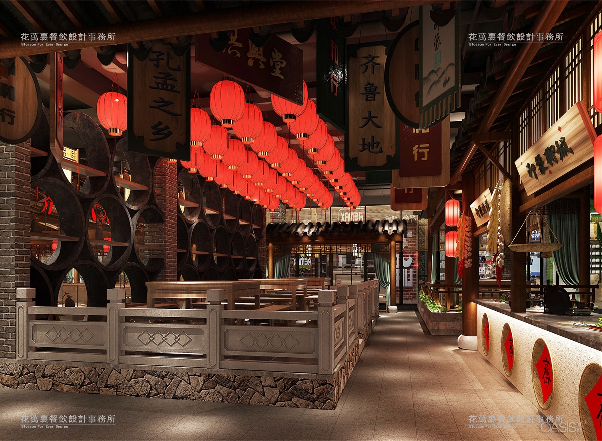 山东·齐鲁印象主题餐饮空间案例-花万里
