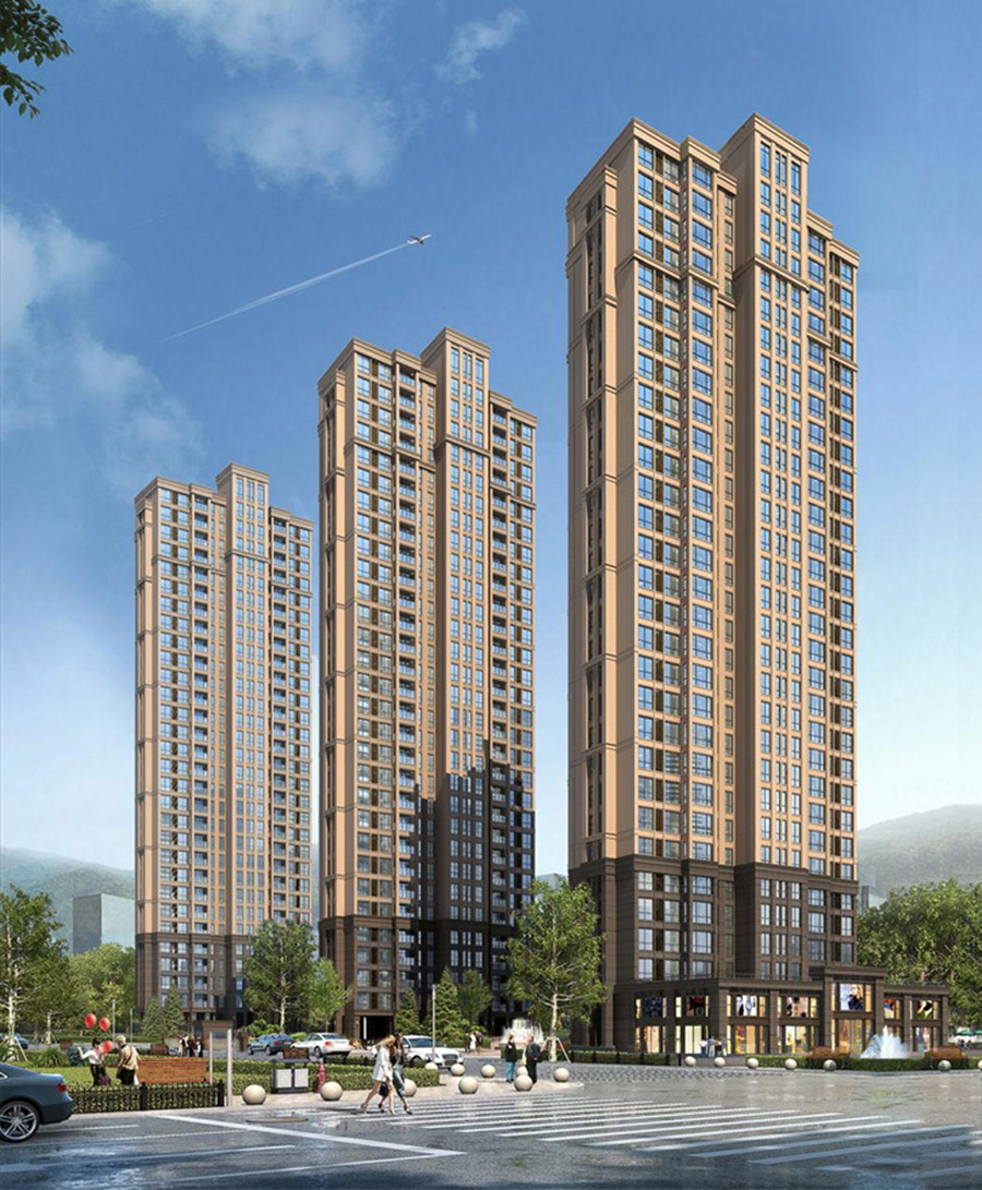 小区高层住宅楼建筑外观设计案例效果图