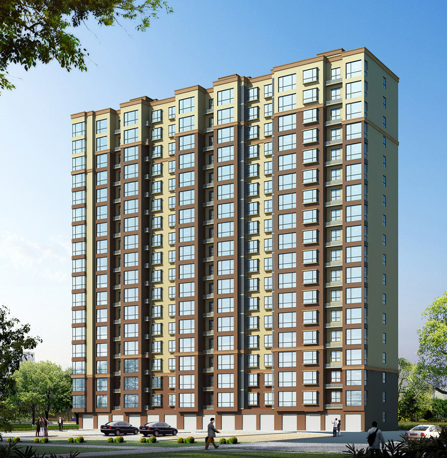 小区高层住宅楼建筑外观设计案例效果图