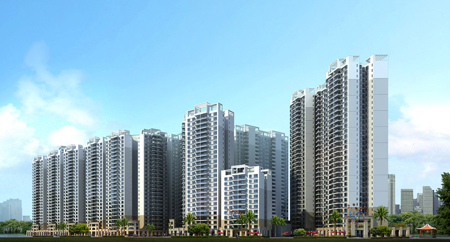 小区高层住宅楼建筑外观设计案例效果图