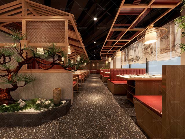 新中式火锅店设计郑州京创装饰作品