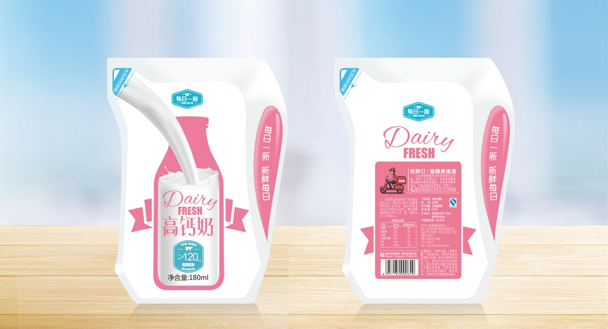 益膳房酸奶纯牛奶包装设计