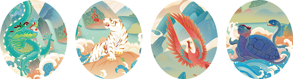 四神獸包裝插畫