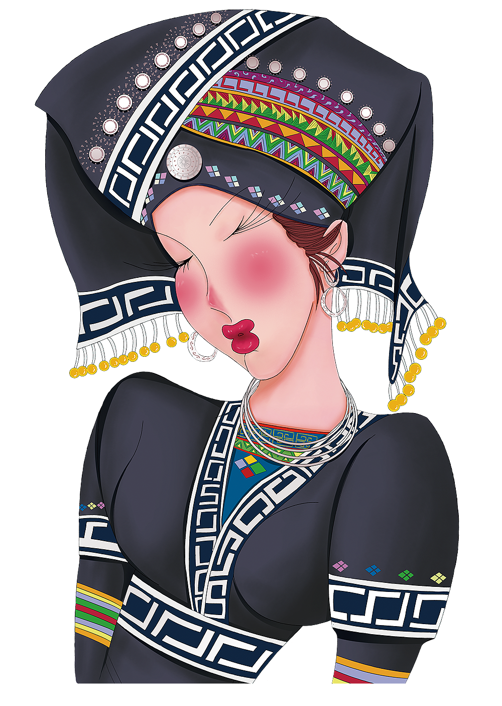 云南少數(shù)民族少女插畫設(shè)計(jì)