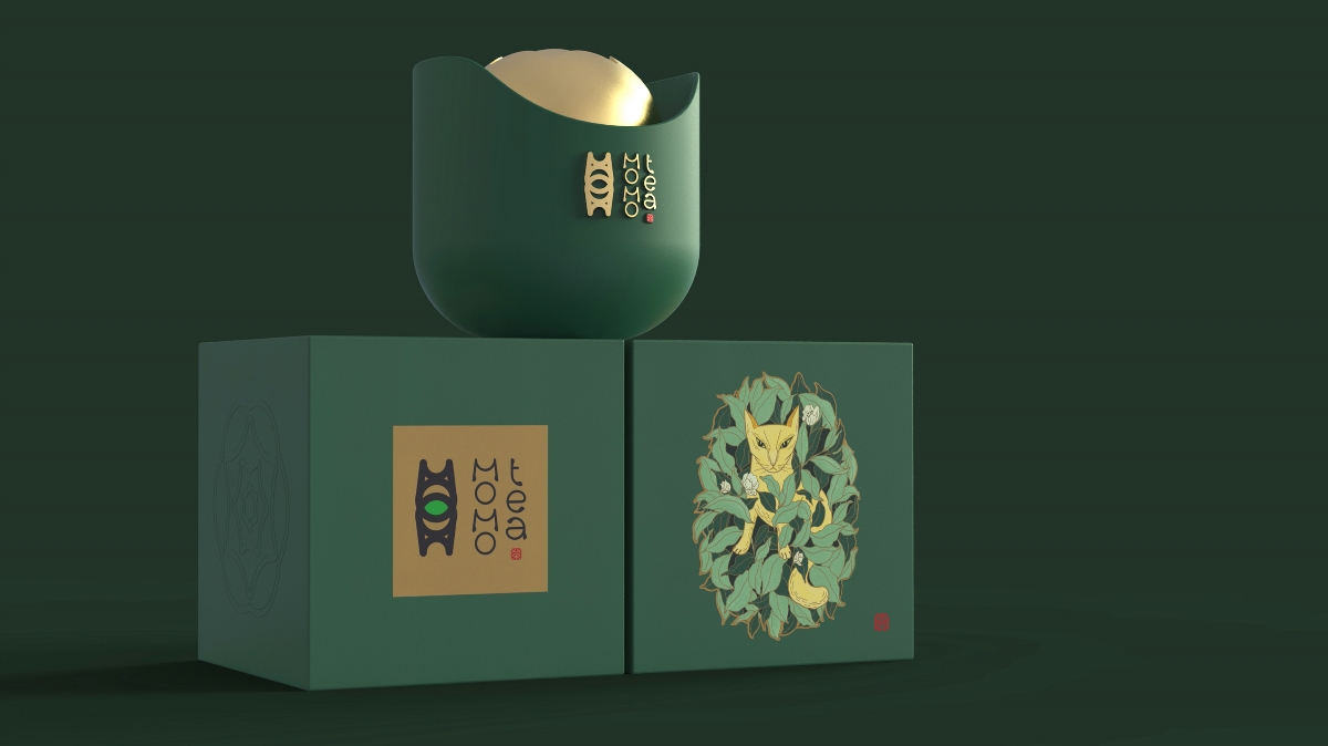 momo tea 茶叶标志及包装设计 | 手绘 高端 插画