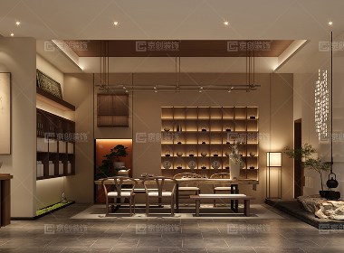 郑州新中式茶会所设计，京创装饰设计