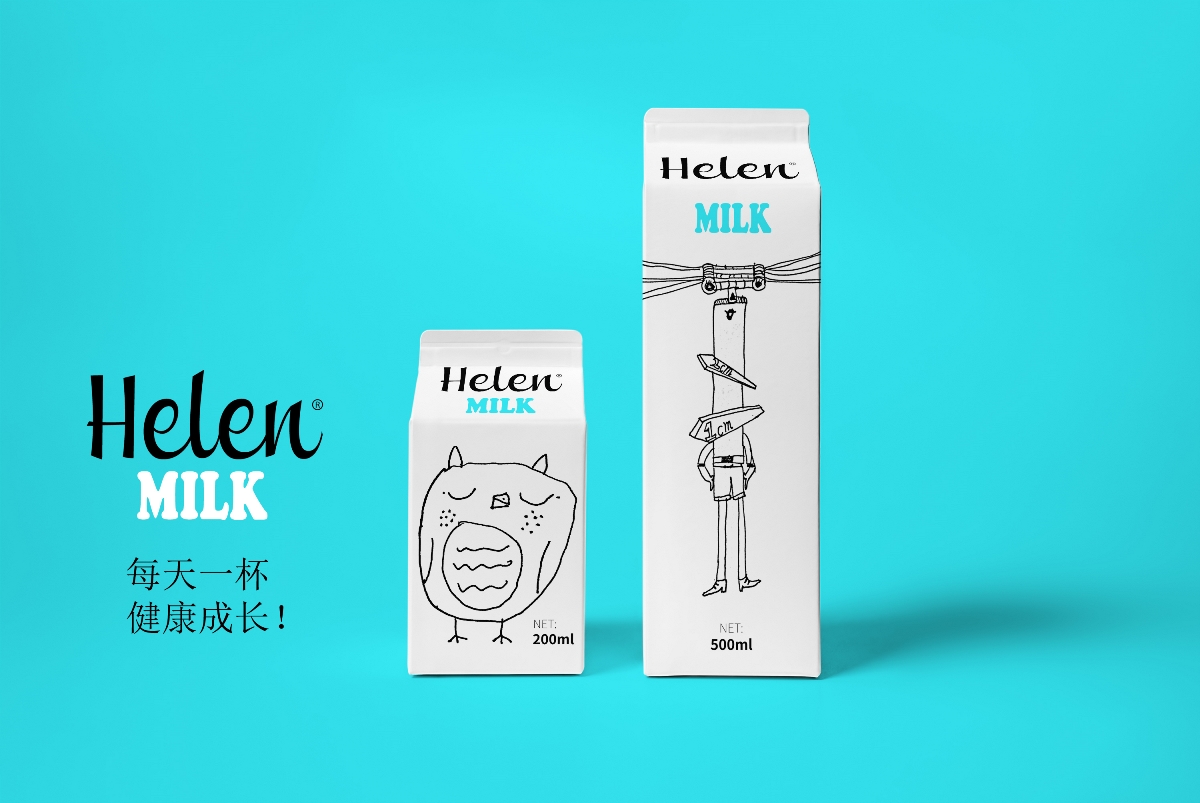 HELEN 牛奶包装设计 纯牛奶包装