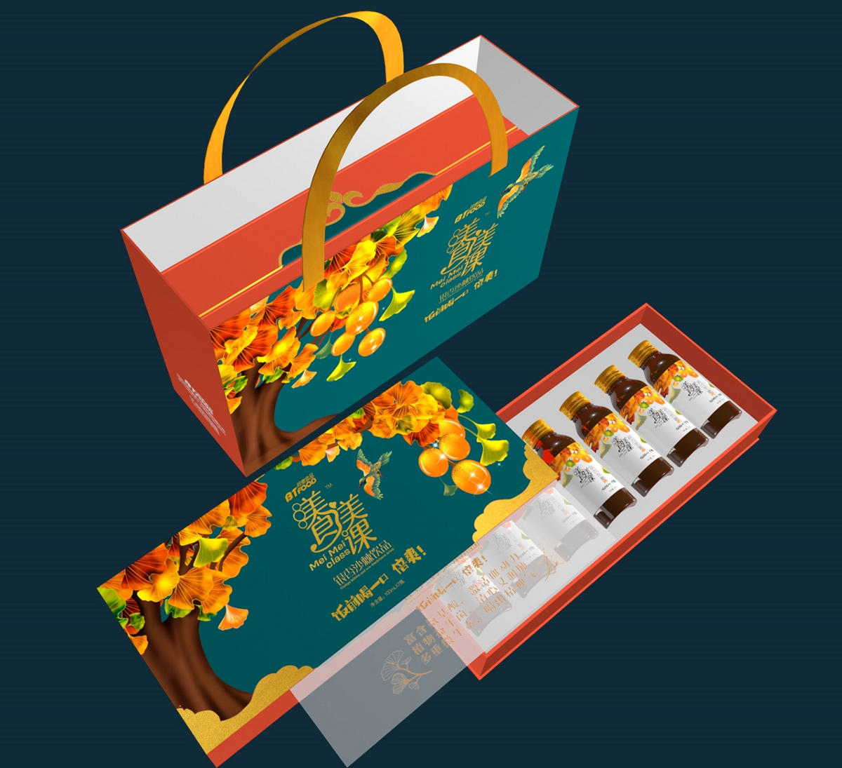 黑森林设计饮品包装：渼食渼课银杏饮品包装策划