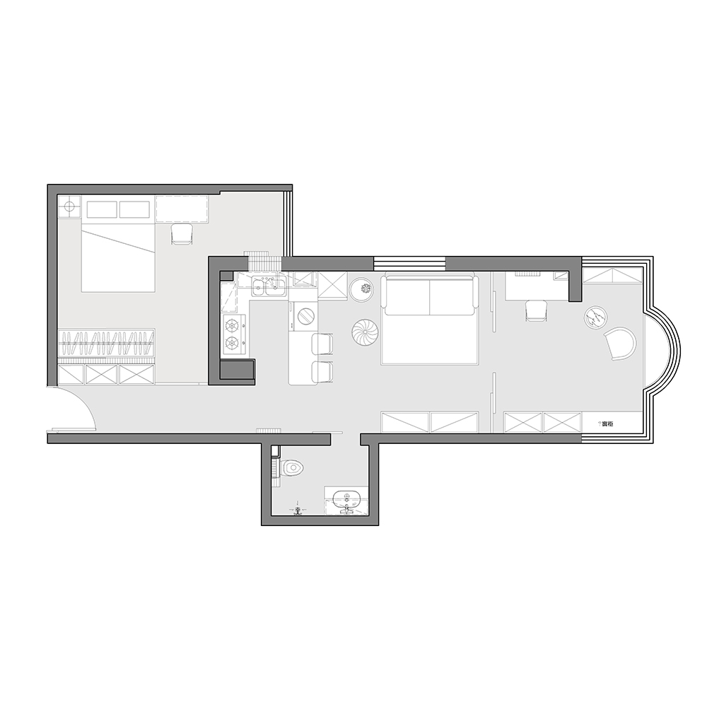 「久栖设计」48㎡三居改造，拥有开放厨房，还能省出超大活动空间
