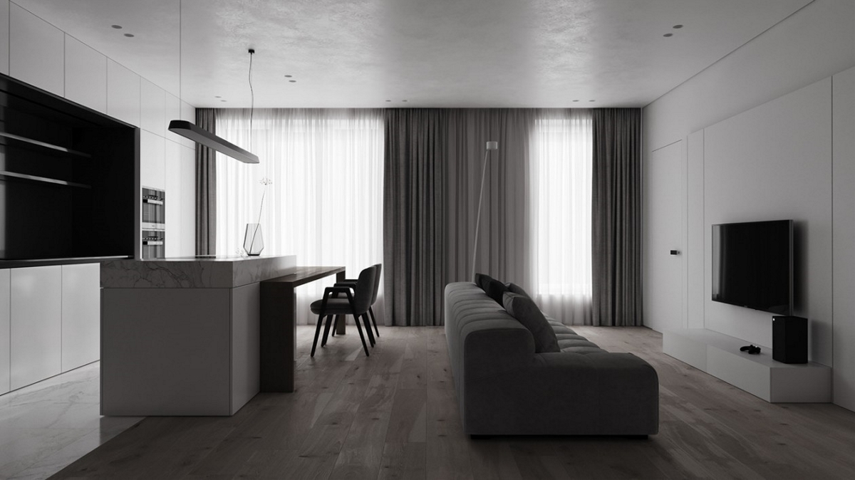 87㎡高级灰色系公寓设计 打造出自由宁静的家