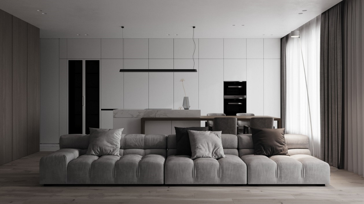 87㎡高级灰色系公寓设计 打造出自由宁静的家