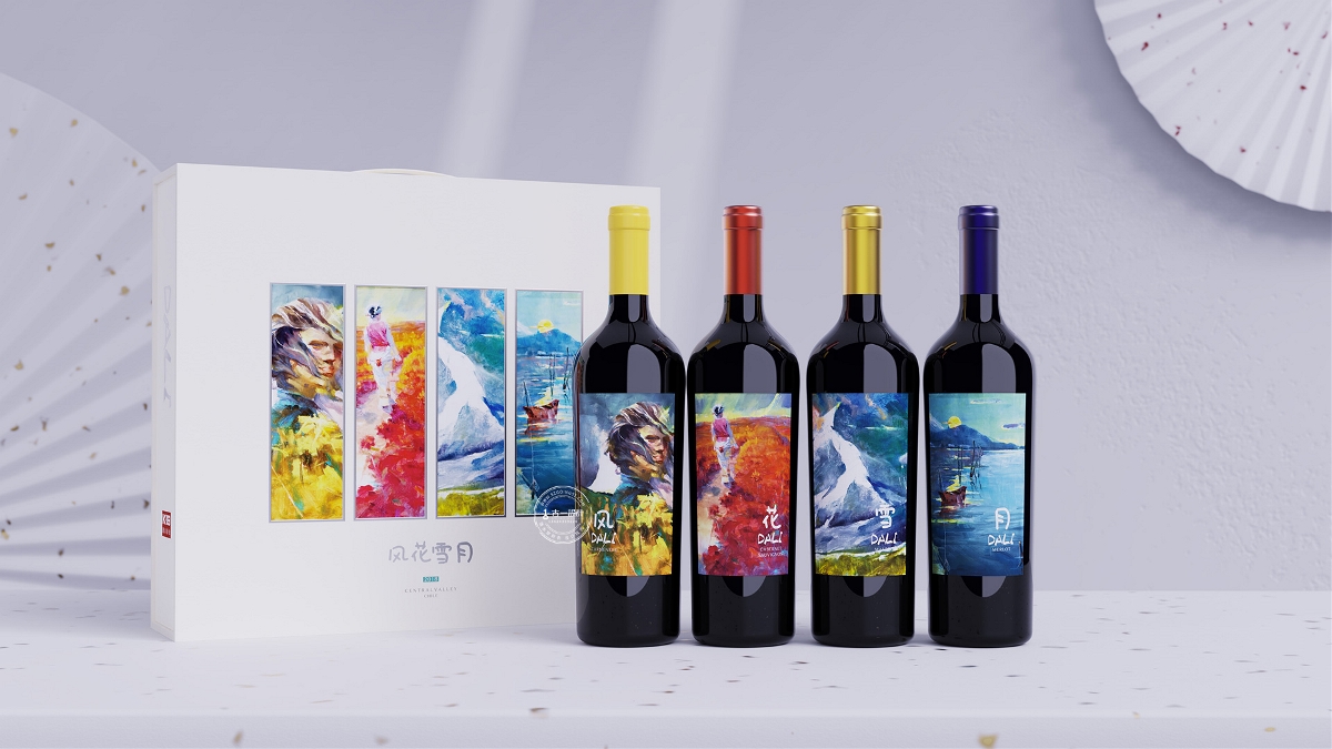 【下关风吹上关花 / 洱海月照苍山雪】 风花雪月红酒包装设计