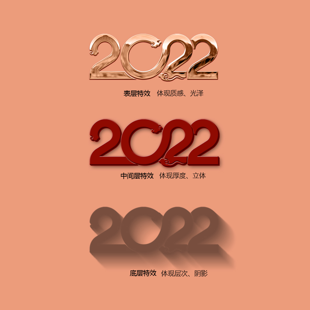 {虎年} 2022年特效立体字新年海报设计