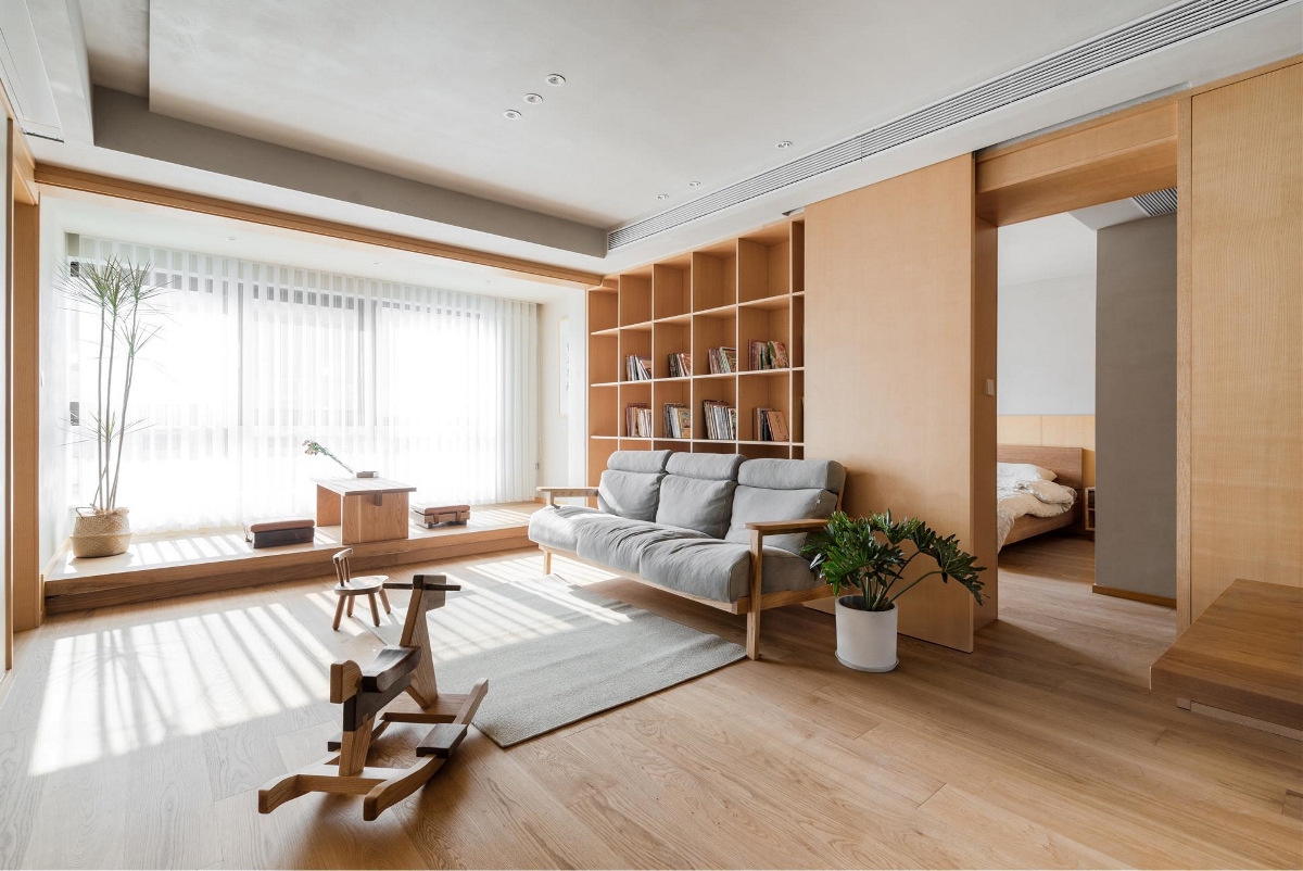 原木和微水泥打造的日式风格住宅