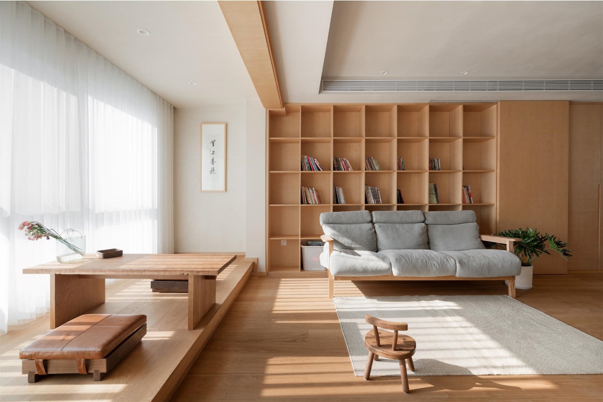 原木和微水泥打造的日式风格住宅