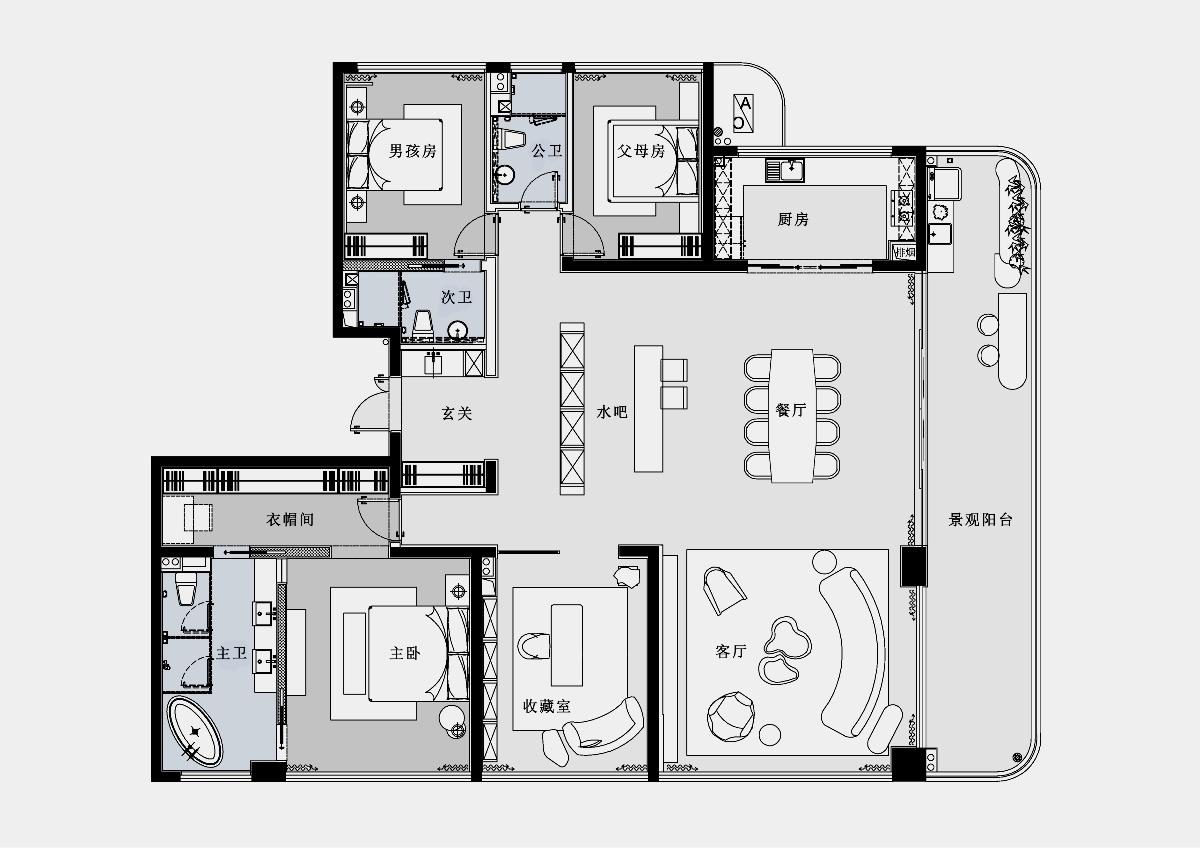 FANST 作品丨中國(guó)鐵建·西派御江235戶型樣板房