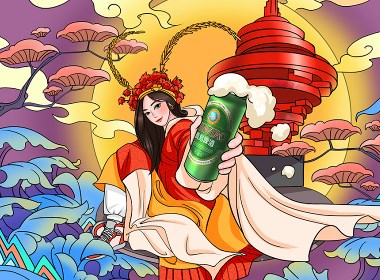 青岛啤酒 插画海报