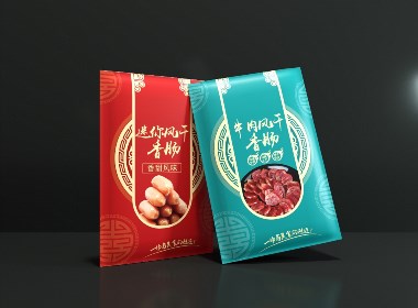 小清新中式香肠食品零食包装袋、简约高端副食品包装袋