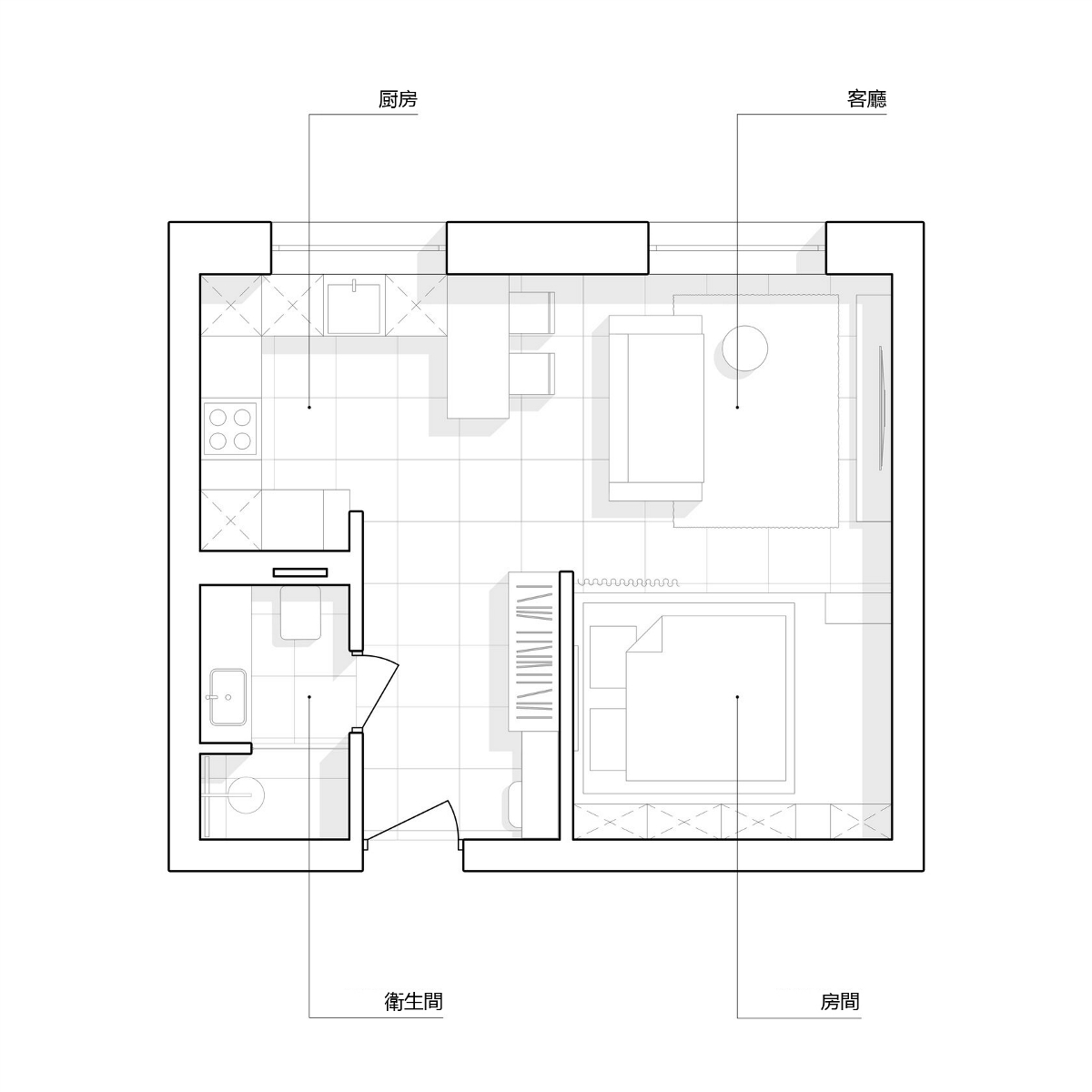 35²一个没有多余的现代斯堪风格公寓