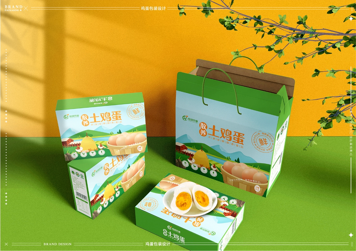 土鸡蛋包装设计-插画风格包装设计-鸡蛋包装设计