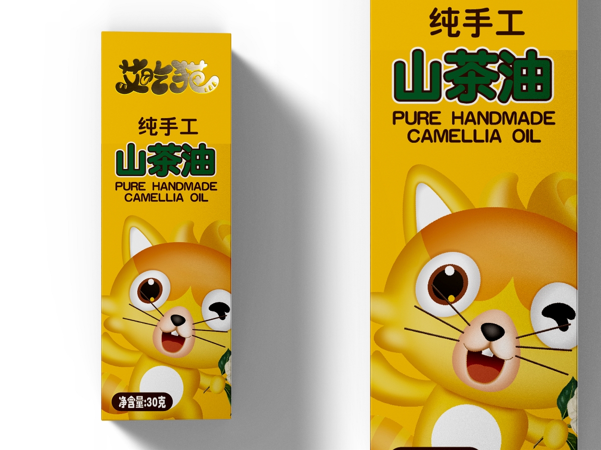 艾吃猫品牌茶油包装设计—壹笔壹画品牌设计