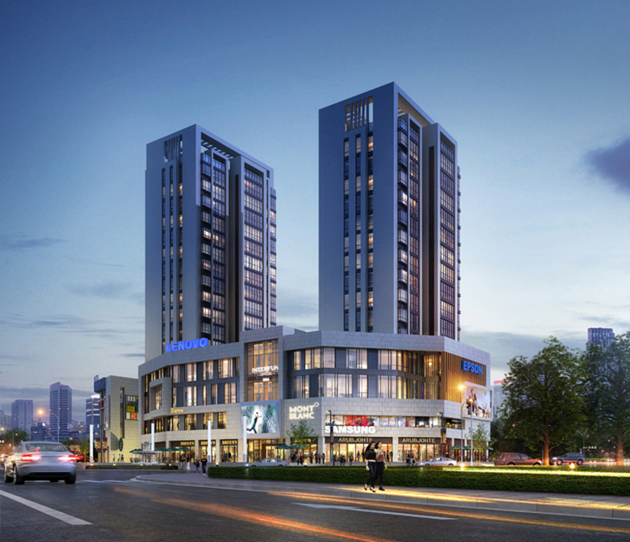 商住楼建筑外观设计案例效果图