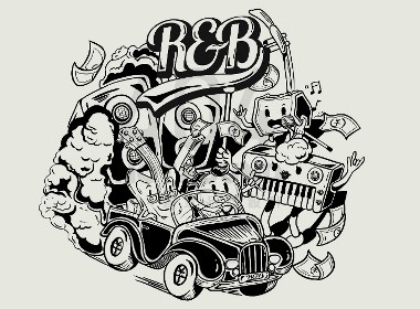R&B乐队 美式插画l风的LOGO设计