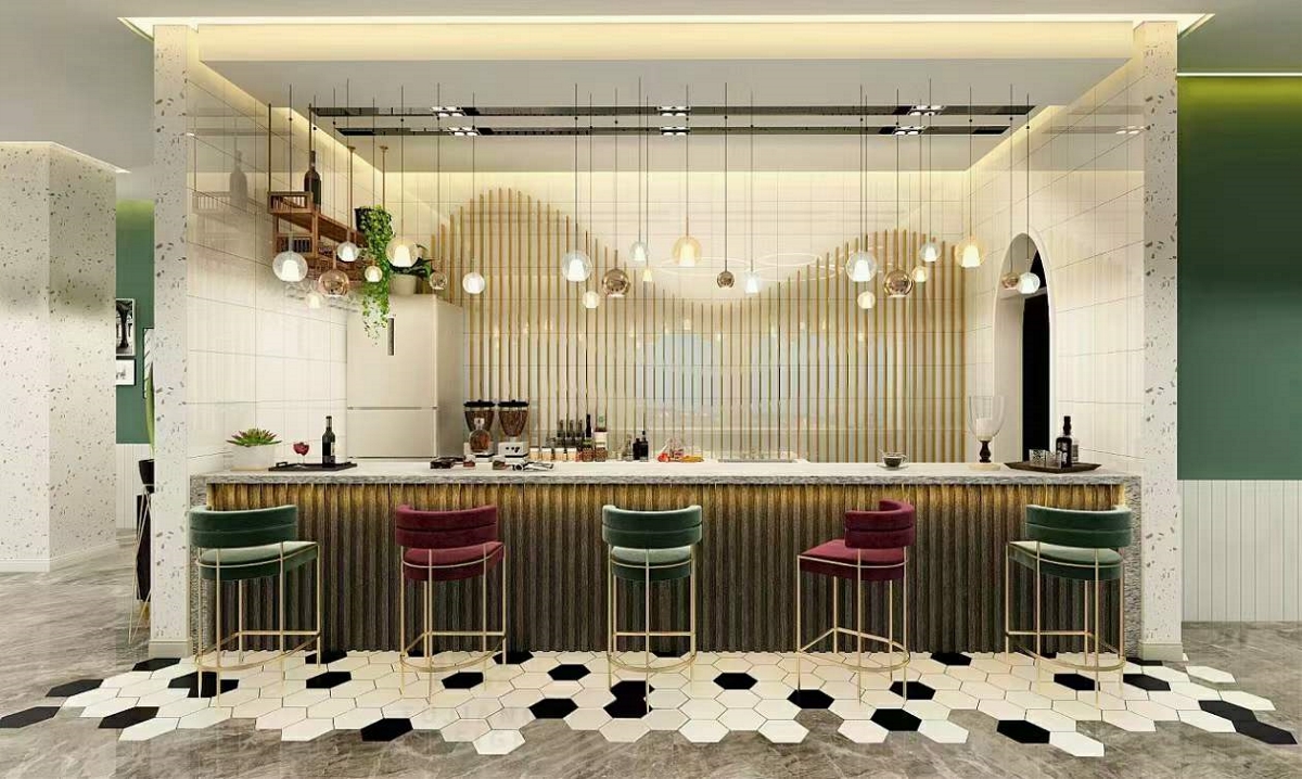 简约清新的西餐厅设计，充满律动且柔美的空间