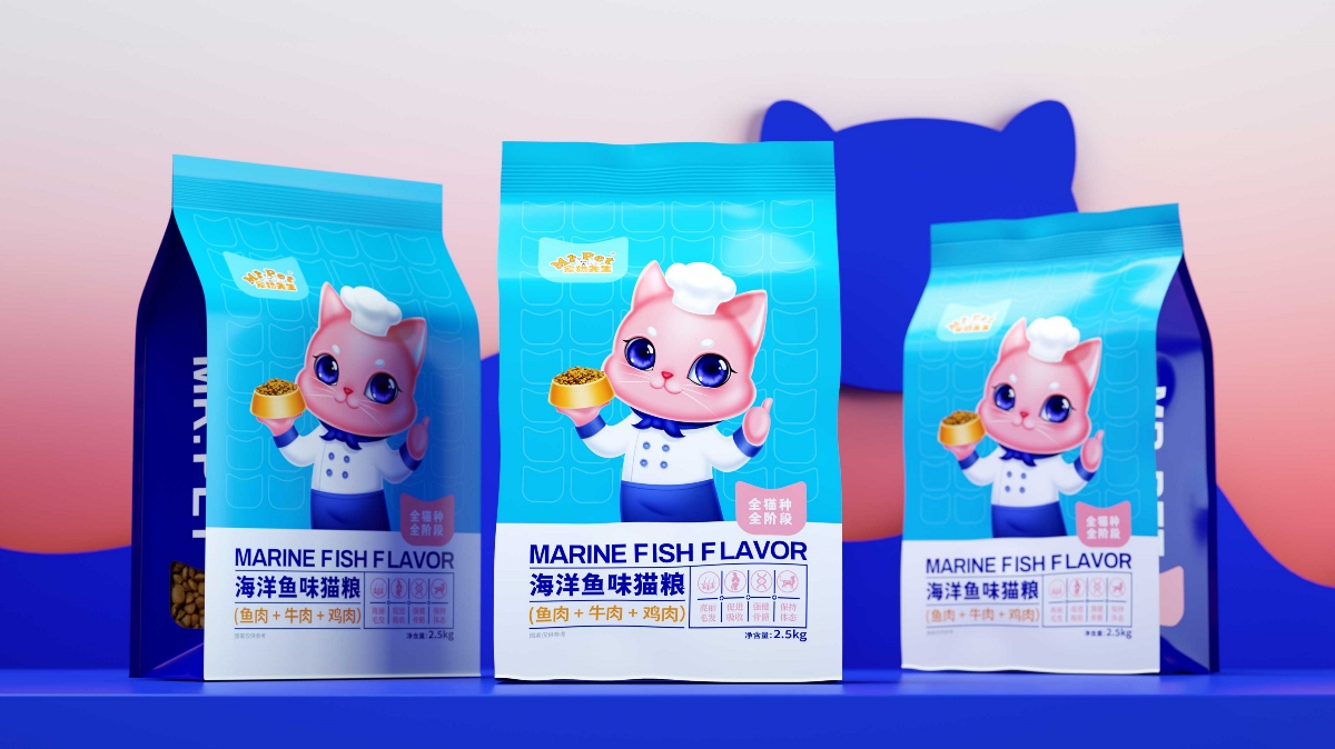 宠物先生海洋鱼味猫粮包装设计