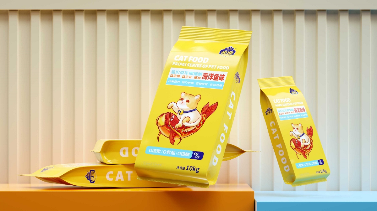派派海洋鱼味猫粮宠物食品包装设计