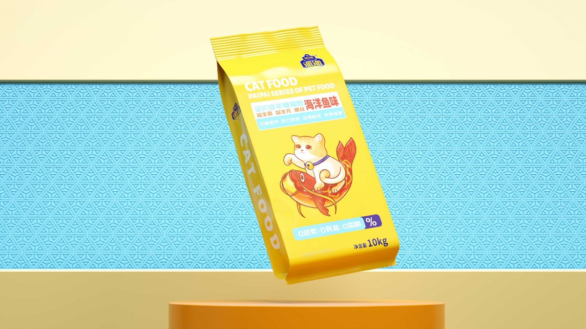派派海洋鱼味猫粮宠物食品包装设计