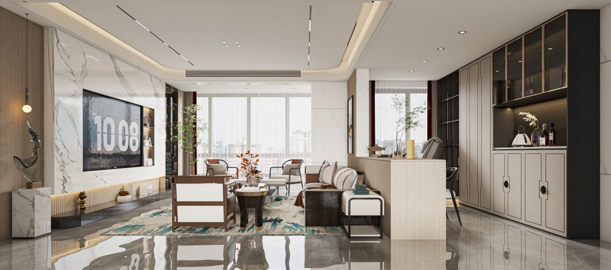 新中式风格客餐厅效果图设计