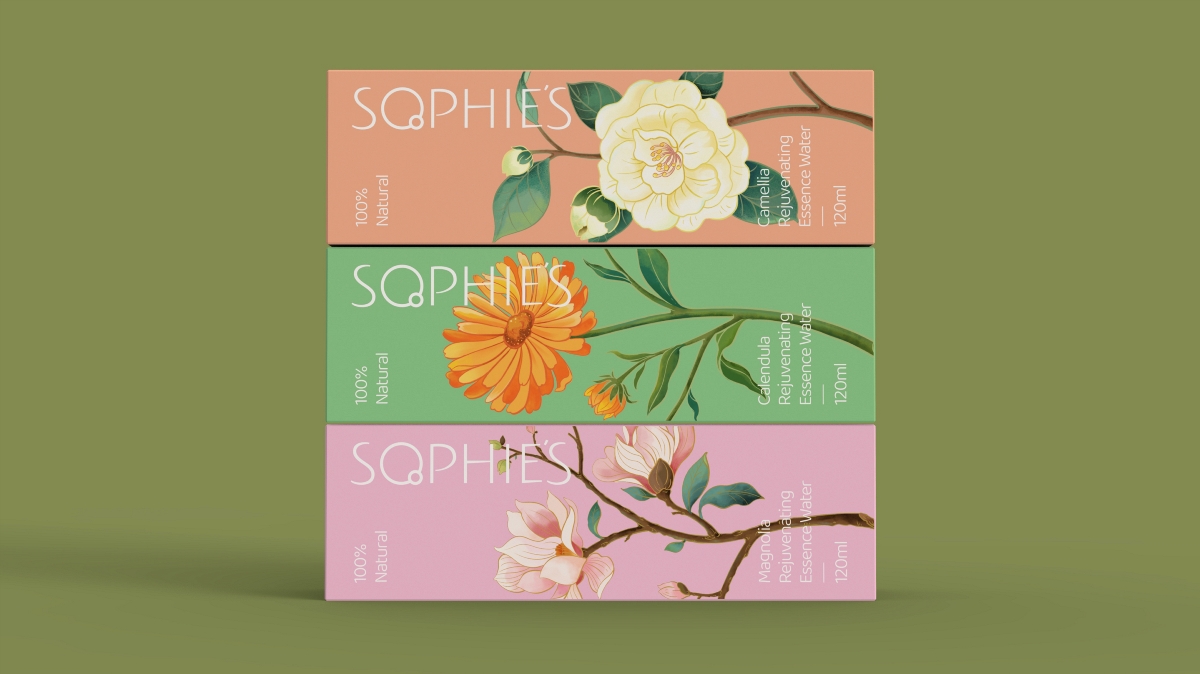 sophie's 护肤品包装设计 | 原创 插画