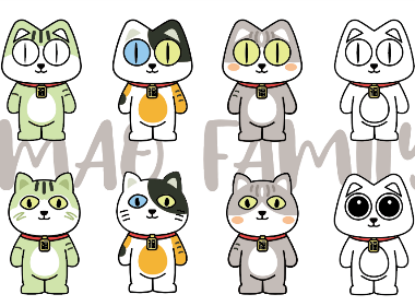 原创MAO FAMILY 3只猫咪IP形象设计+碗盘样机设计