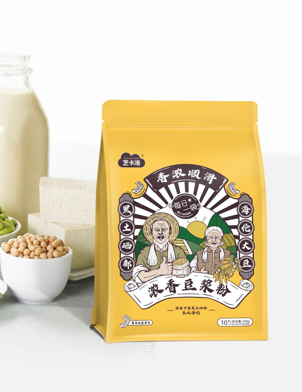 东北豆浆粉产品包装袋设计 食品饮品豆奶粉