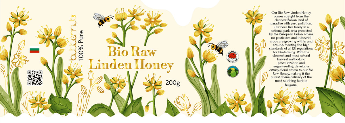 清晰自然的插画与蜂蜜包装设计