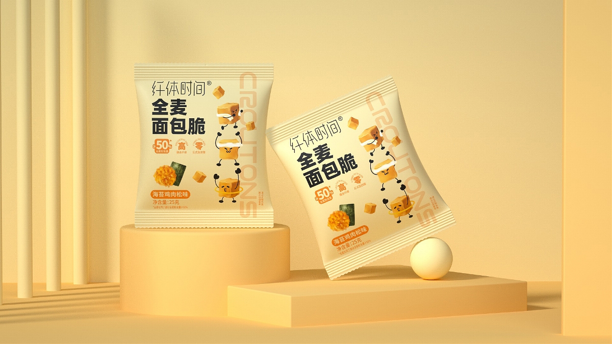 妙创品牌设计：纤体时间 全麦面包脆包装 设计