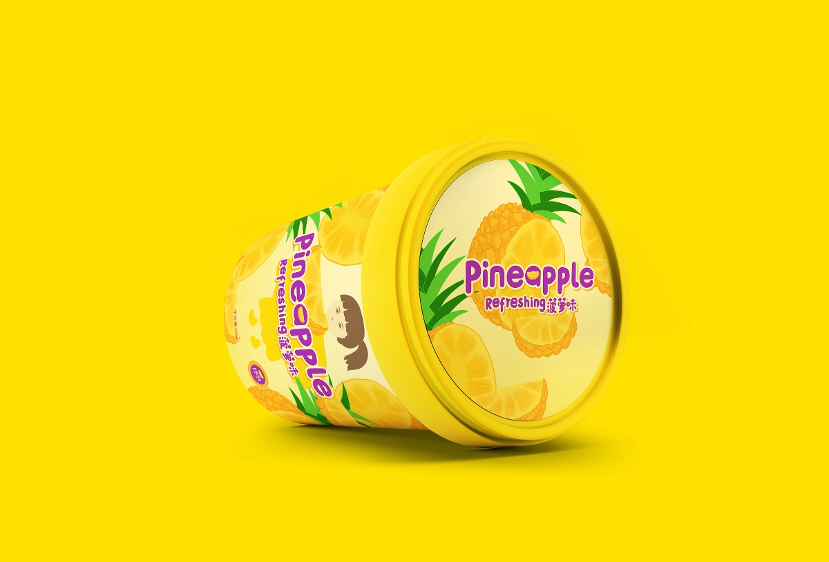 菠萝和香蕉口味冰淇淋包装设计