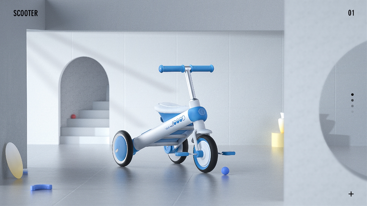 哈士奇设计作品-儿童平衡三轮车