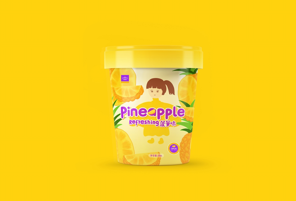 菠萝和香蕉口味冰淇淋包装设计
