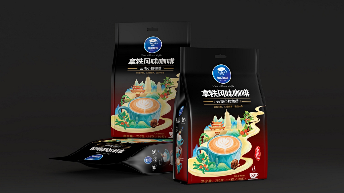 拿铁咖啡-炭烧咖啡-精品咖啡-蓝山咖啡-火麒麟包装设计
