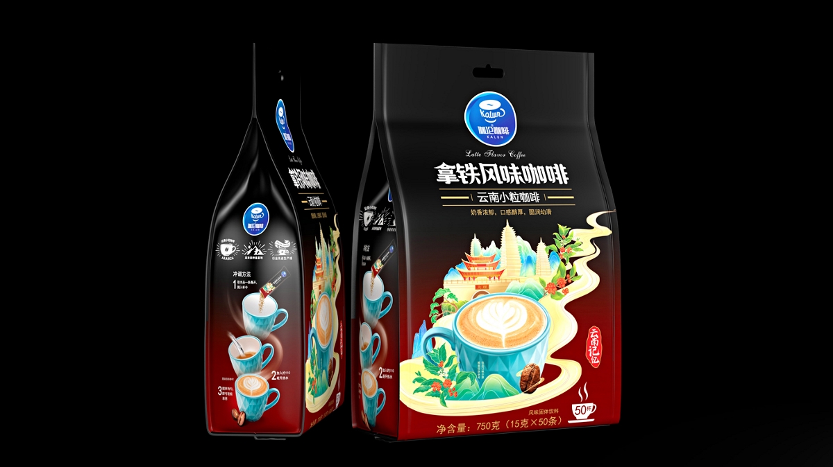 拿铁咖啡-炭烧咖啡-精品咖啡-蓝山咖啡-火麒麟包装设计