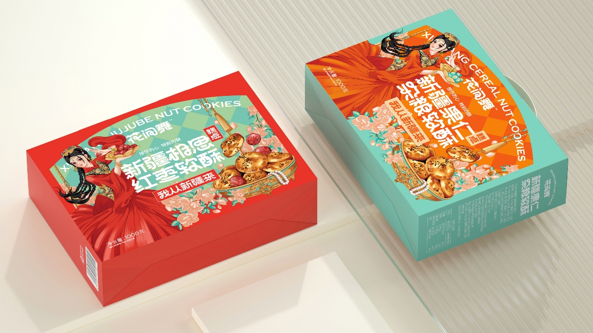 尚智×花间舞｜原味列巴+杂粮软酥系列｜甜品包装设计