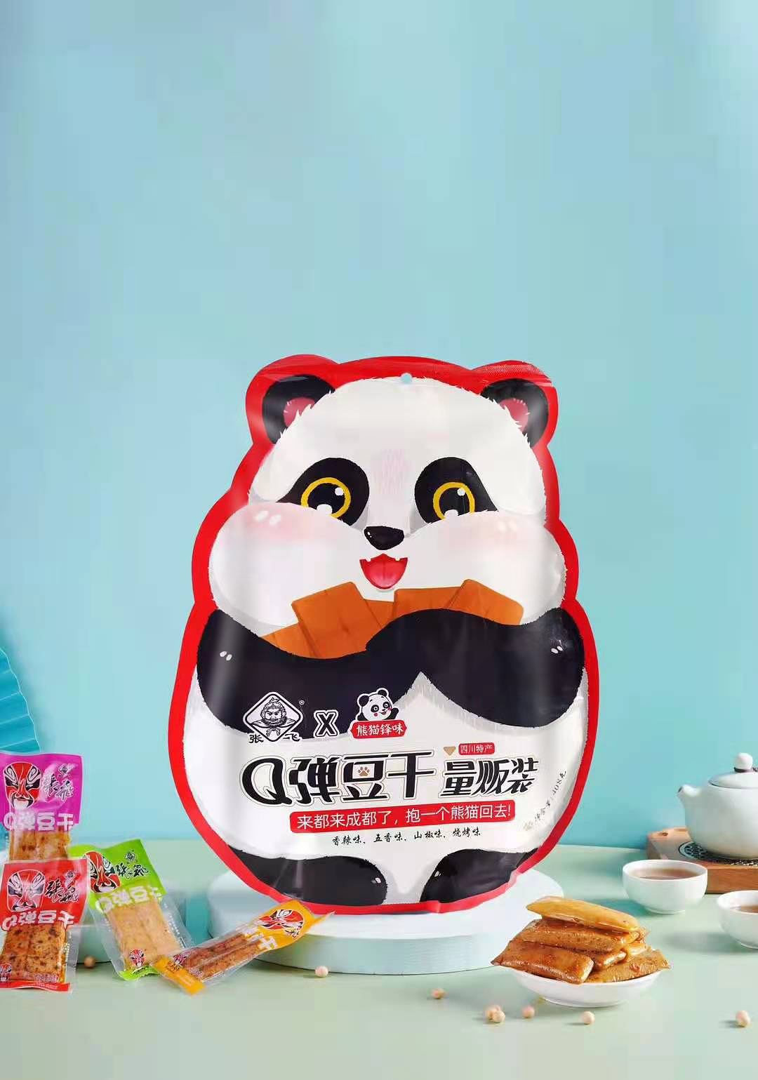 张飞联名熊猫风味丨Q弹豆干-四川专属特产包装