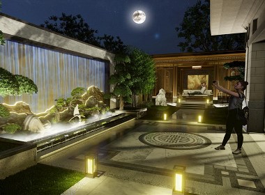 庭院院子夜景灯光亮化设计案例效果图