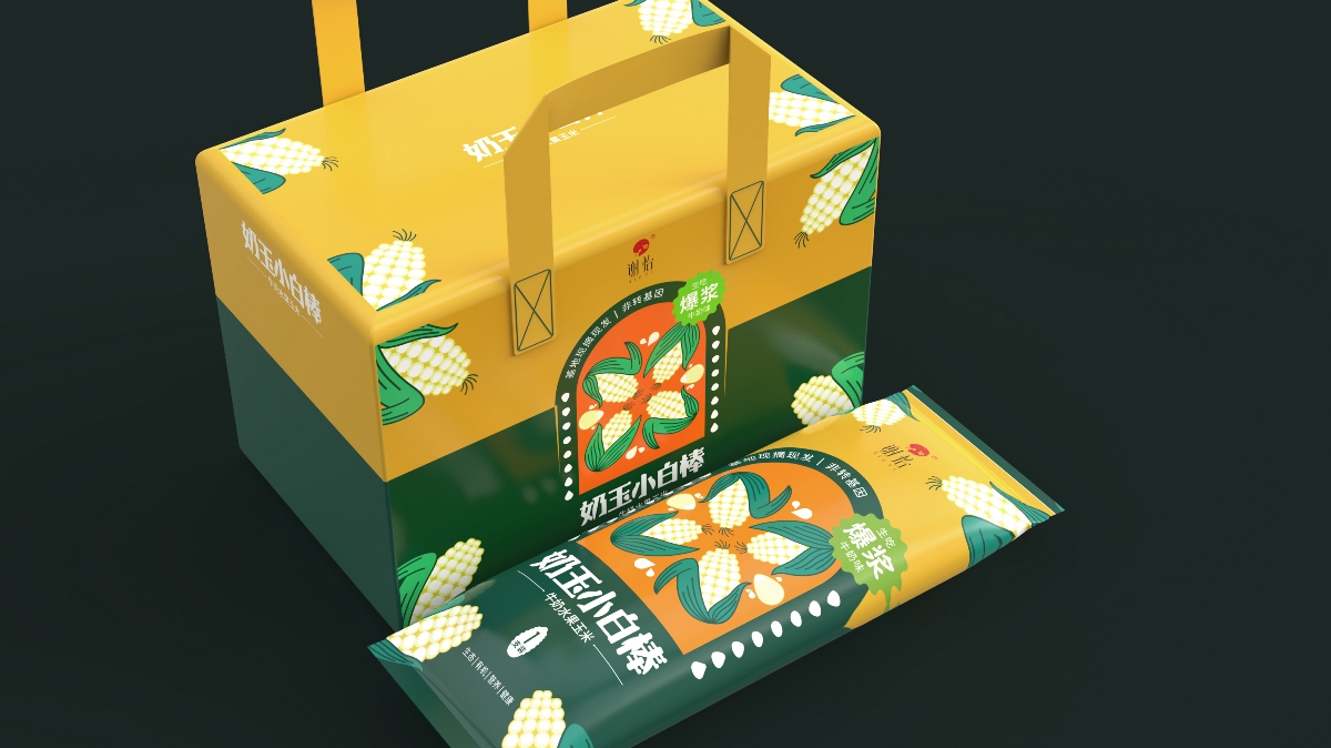 水果玉米和鸡头米包装设计 | 原创 插画