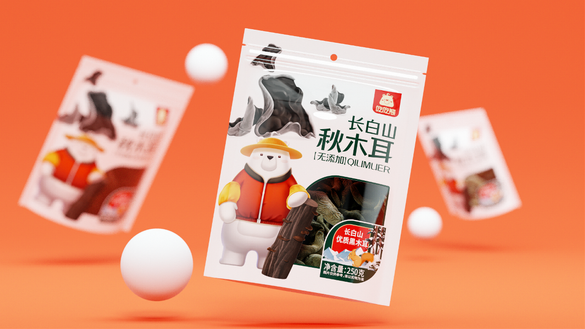 粤猫 X 吃吃熊 | 第二弹·长白山特产食品包装设计 插画 IP
