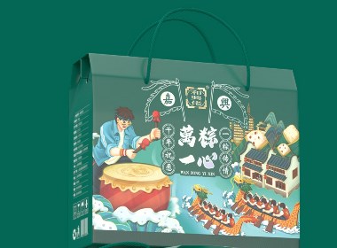 粤猫 x 和舆佬 | 端午粽子礼盒包装分享 插画 